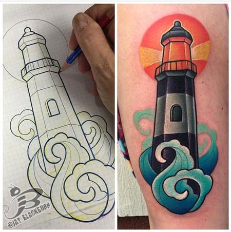 Jay Blackburn - New School Lighthouse Tattoo